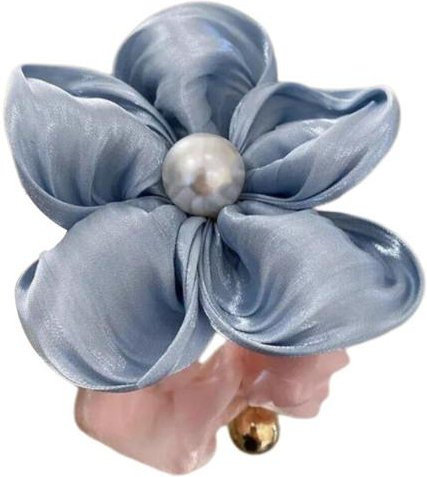 Allurer Haargummi Satin, Blumen-Dekor, Imitationsperlen, Blau, Damen - Bild 1