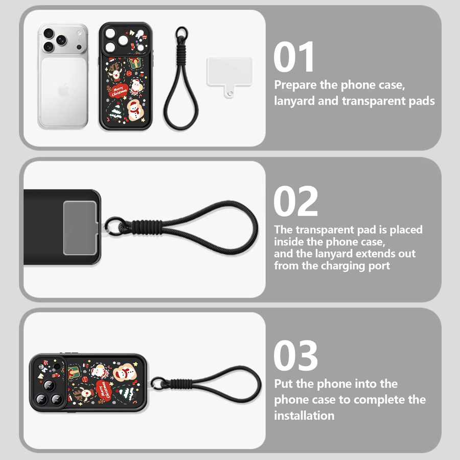 Stoßfeste TPU Handyhülle mit Frohe Weihnachten Muster von YISHANGOU für iPhone 15 14 13 12 Pro Max inkl. Lanyard in Blau und Multicolour - Bild 3