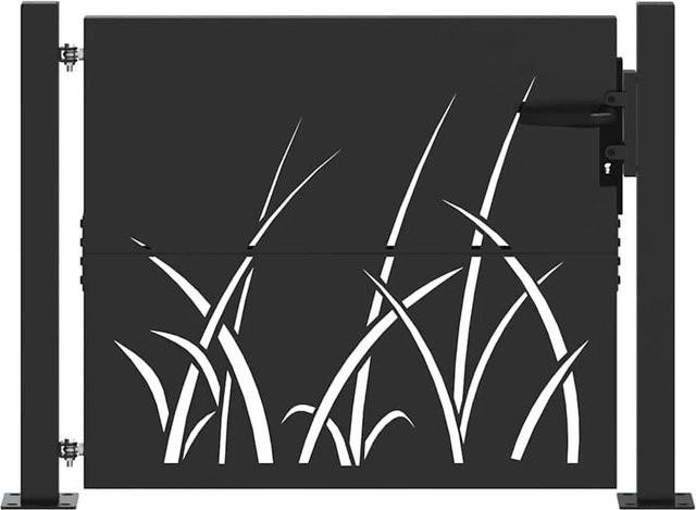vidaXL Gartentor aus pulverbeschichtetem Stahl in Schwarz, B: 105 cm, H: 100 cm - Bild 1