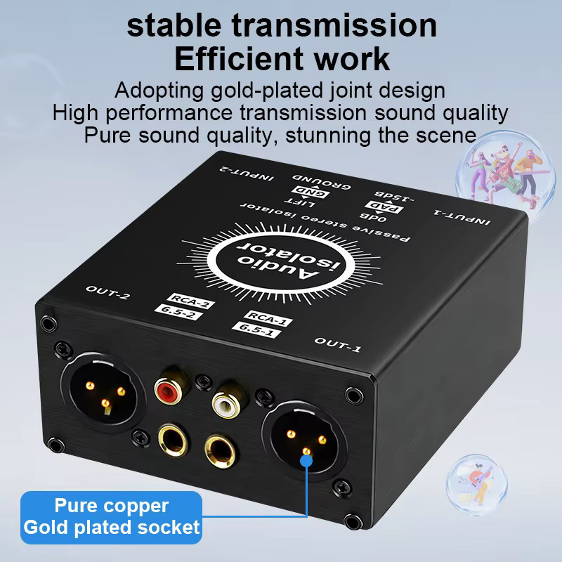 TITAK 2-Kanal XLR Audio-Isolator Rauschunterdrückungsfilter in Schwarz zur Beseitigung von Stromgeräuschen für 6,5 XLR Mixer - Bild 6