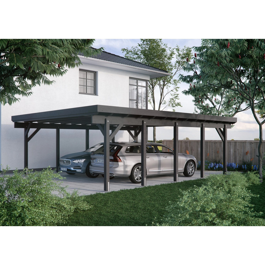 Kiehn-Holz Doppelcarport KH 331 mit Satteldach in Anthrazit, B/T: 634 x 754 cm - Bild 2