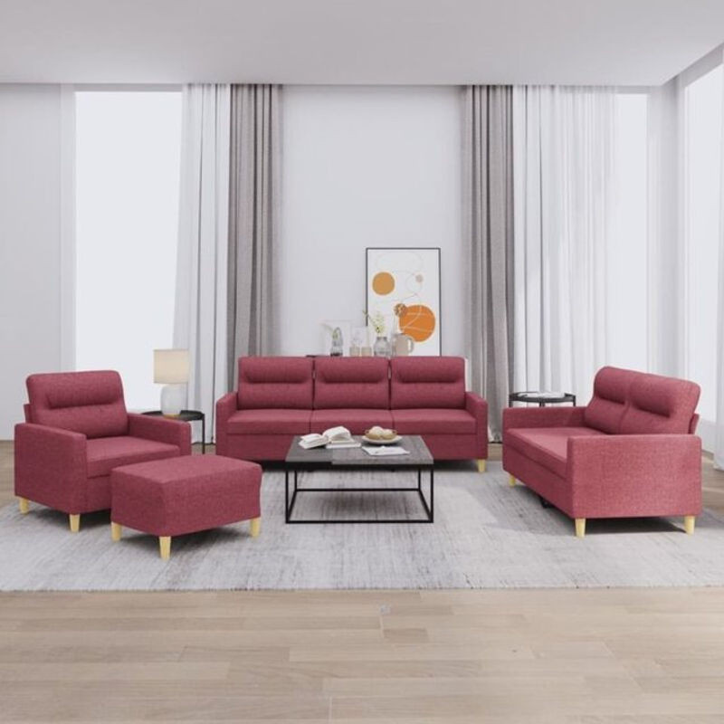4-tlg. Sofagarnitur mit Kissen von vidaxl in Rot aus Stoff und Metall im modernen Design - Bild 1