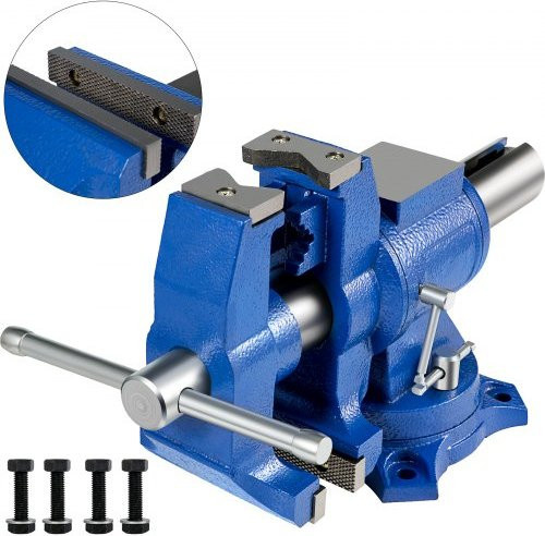 VEVOR Multifunktions Schraubstock mit Schwenkbasis aus Gusseisen, Blau, 152 mm - Bild 1