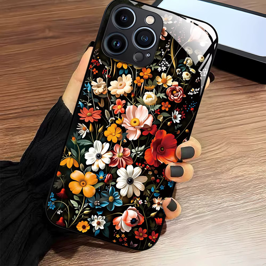 Stoßfeste Handyhülle mit Blumenmuster aus gehärtetem Glas für Samsung Galaxy S24 Ultra S25 Plus S23 5G S22 S21 FE S20 FE A53 A52 A51 in Multicolour - Bild 3