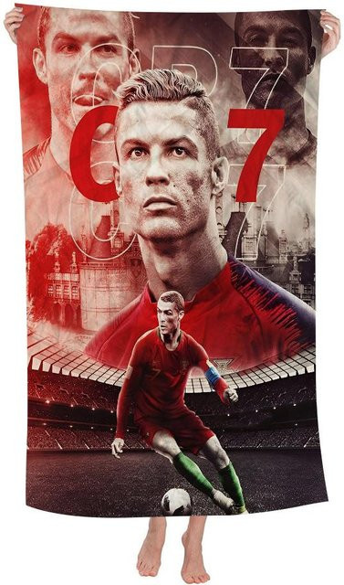 Ka Chen Mutong CR7 Badetuch für Kinder aus Mikrofaser, weich und wasserabsorbierend, Cartoon Design, Weiß/Rot, B: 40 cm, H: 60 cm - Bild 1