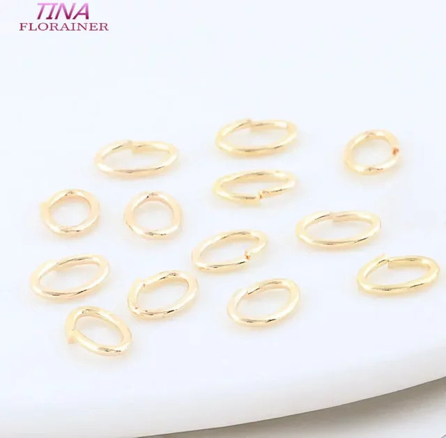 Florainer Tina Verbindungsringe, 14K Gold Farbe, 5*7mm, Metall, 50 Stück - Bild 1