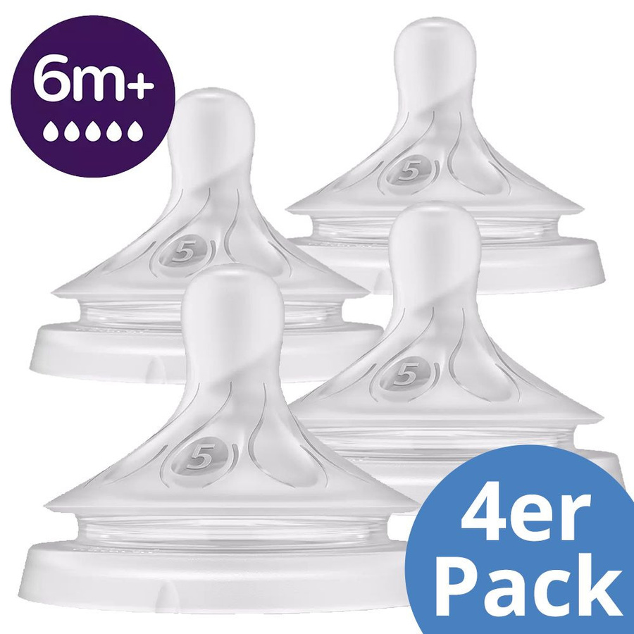 Philips Avent Natural Response Trinksauger 4er Pack aus Silikon, Saugerstufe 5, für 6M+ - Bild 1
