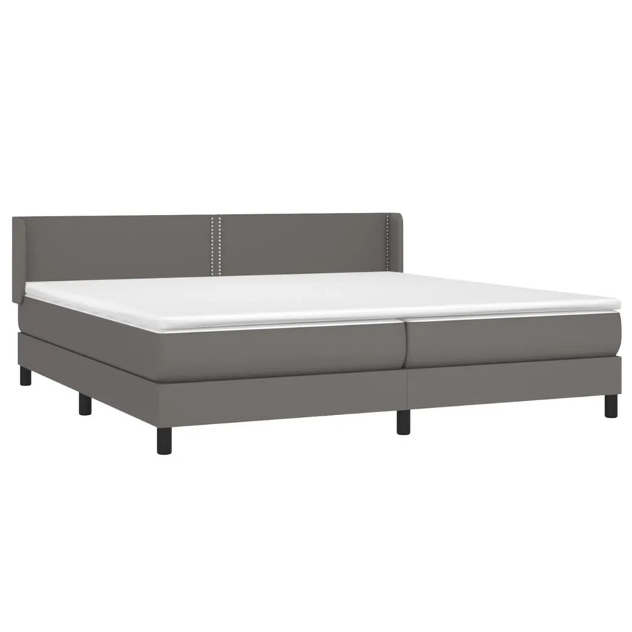 vidaXL Boxspringbett Hybrid mit Matratze und Taschenfederkern in Grau und Weiß, B/T/H: 200 x 200 x 78 cm - Bild 2