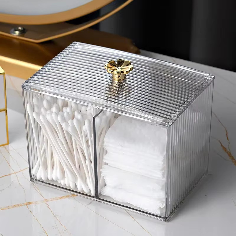 Transparente Aufbewahrungsbox aus Acryl für Kosmetik und Wattestäbchen - Bild 2