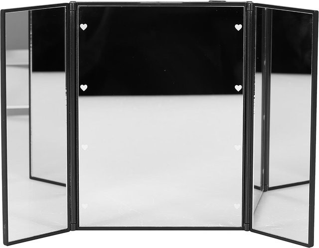 FunCouples Dreiseitiger faltbarer Make-up Spiegel mit 8 LED, Schwarz - Bild 1