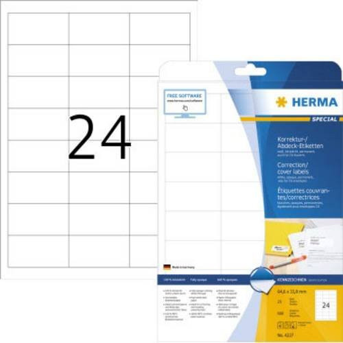 Herma Universaletiketten Weiß aus Papier, B: 6,46 cm, H: 3,38 cm - Bild 1