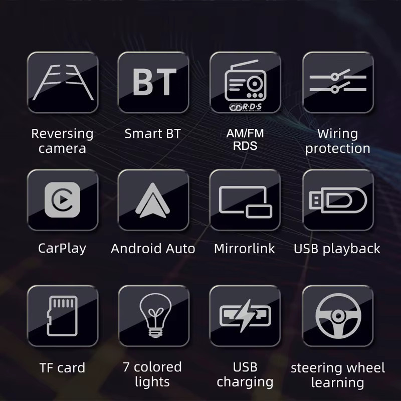 PHYEE F7805WR 1Din 4 Zoll Autoradio mit Wireless CarPlay und Android Auto, Bluetooth Freisprecheinrichtung, RDS FM/AM, USB, TF, AUX sowie Rückfahrkamera, Schwarz - Bild 2