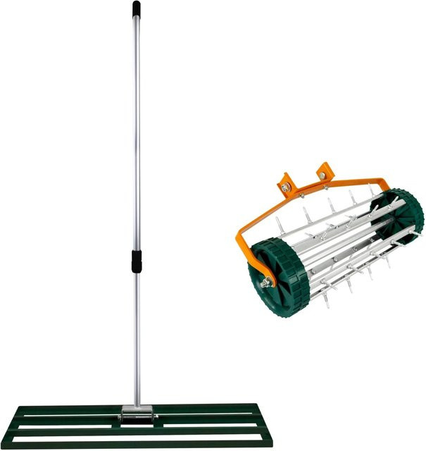 Monstershop T Mechanischer Rasenrakel und rollender Rasenlüfter in Grün, Breite: 100 cm - Bild 1