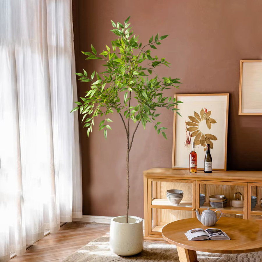 Künstliche Nandina-Pflanze von Kmitang in Grün, dekorative tropische Palmenzweige aus Kunststoff für Zuhause, Garten und Büro, Höhe: 75 bis 140 cm - Bild 2