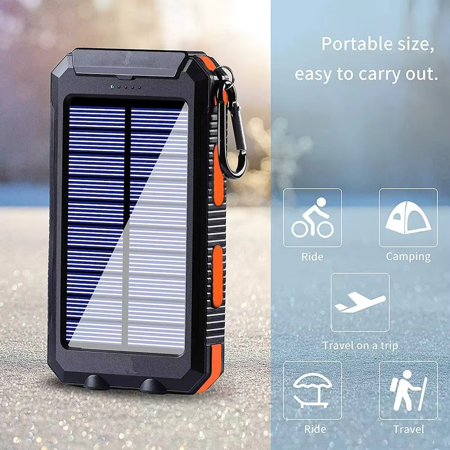 Solar Power Bank 20000 mAh Tragbare Externe Batterie mit Schneller Aufladung und LED-Licht in Schwarz und Grün - Bild 5