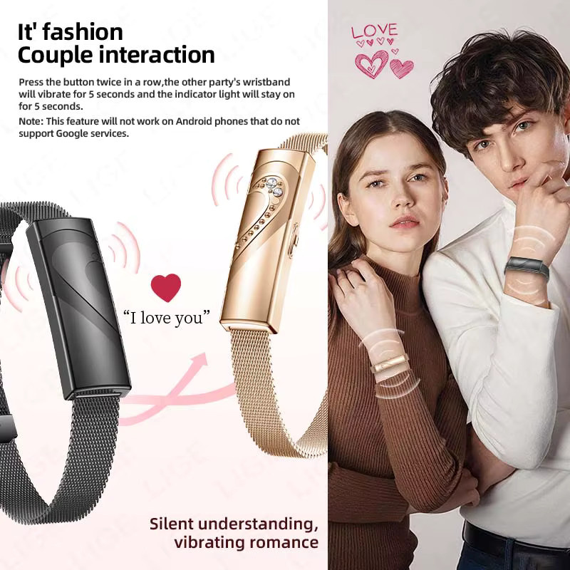 LIGE Sport-Fitness-Tracker Smart-Armband für Paare in Gold, Wasserdichtes Unisex Smartwatch mit Gesundheitsmonitor - Bild 3