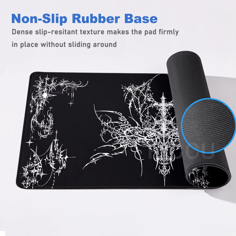 Riccu Cybersigilism Schreibtischunterlage im Gothic Sword Art Design, Schwarz-Weiß, XXL Mousepad für Gaming und Büro - Bild 3