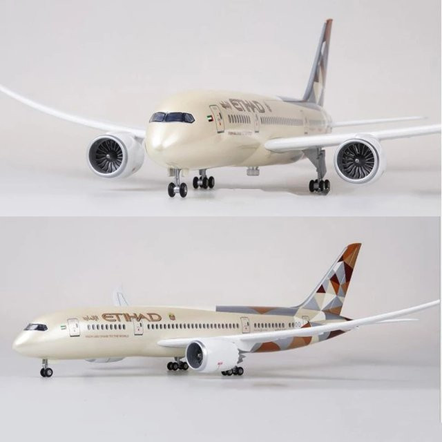 Aviatio Modellflugzeug Etihad Airways Boeing 787 B787 aus Druckgussharz als Tischdekoration und Sammlerstück, Länge: 47 cm - Bild 1