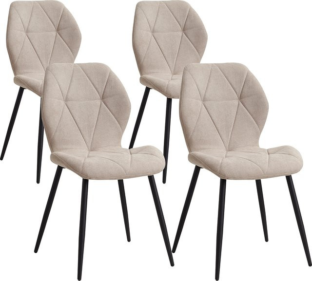 GrandCA HOME Esszimmerstuhl Set mit Leinenstoff, gepolsterte moderne Stühle in Beige und Braun für Küche und Esszimmer - Bild 1