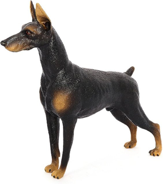 KaiSai Dobermann Hundemodell als Plastiktierstatue in Schwarz und Braun zur Schreibtischdekoration oder als Lernspielzeug, Höhe: 16,3 cm, Breite: 15,2 cm, Tiefe: 16,3 cm - Bild 1