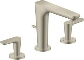 Hansgrohe Axor Citterio C cubic cut 3-Loch-Waschtischarmatur in gebürstetem Nickel mit zwei Griffen und Pop-up-Abfluss - Bild 1