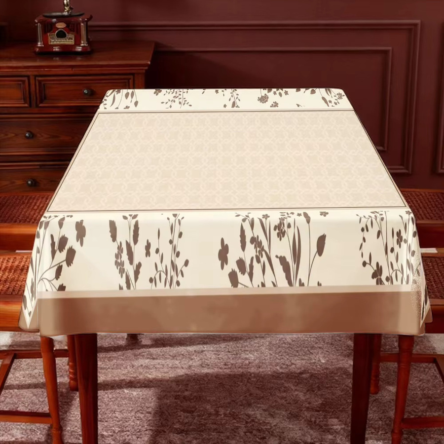 VIKAMA Tischdecke im Landhausstil mit floralem Muster, wasserabweisend und ölbeständig, beige, rechteckig - Bild 3