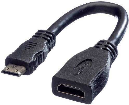 Value HDMI Anschlusskabel HDMI-A Buchse auf HDMI-Mini-C Stecker, Schwarz, 0,15 m, Geschirmt - Bild 1