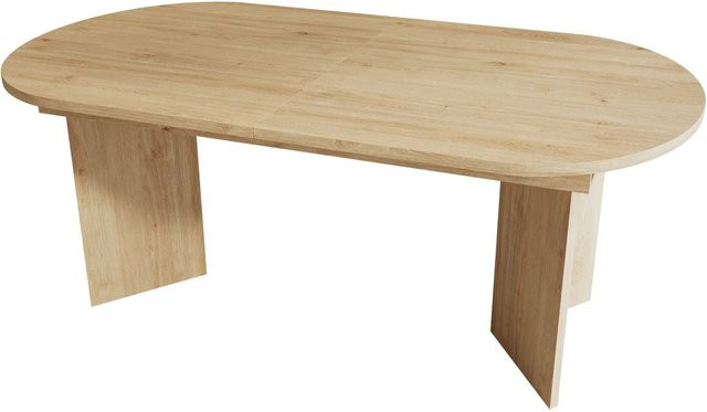 okwish Esstisch aus MDF modern ausziehbar mit abgerundeten Ecken für 4–6 Personen, Farbe: Braun, B/T/H: 180 x 90 x 75 cm (ausziehbar auf 140 cm) - Bild 1