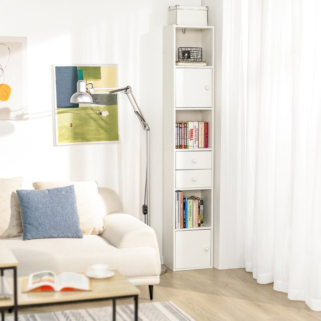 SoBuy Hochschrank STR10-W in Weiß mit Schubladen und Türen - Bild 1