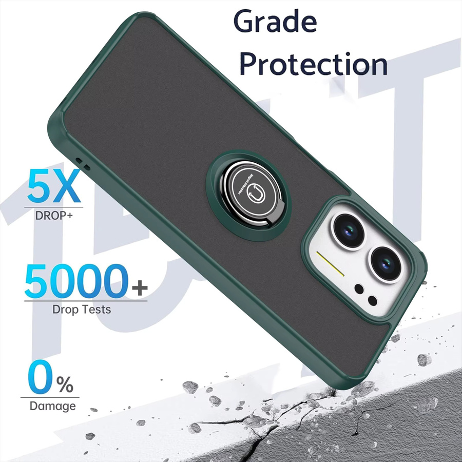 Stoßfeste Silikon-Handyhülle mit Metallring-Halter für Oppo A5X 4G 2025 CPH2725 in Schwarz und Grün - Bild 5