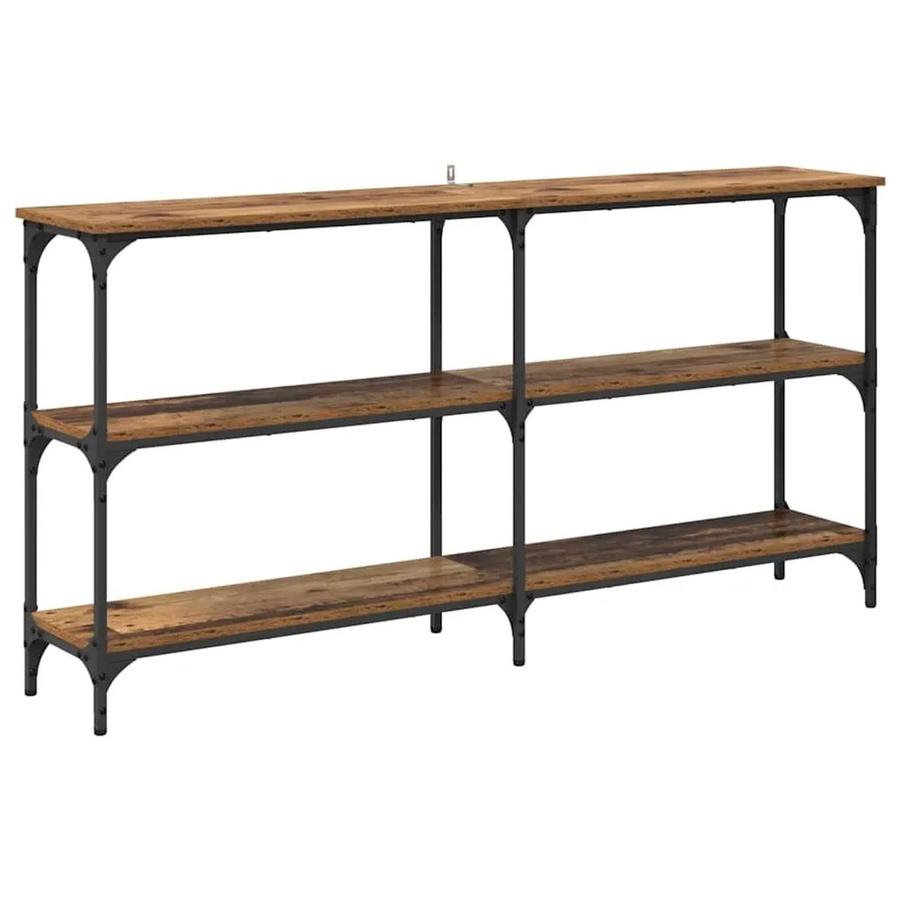 vidaXL Konsolentisch aus Altholz in Braun mit Sperrholz und Metall im industriellen Stil B/T/H: 150 x 29 x 75 cm - Bild 2