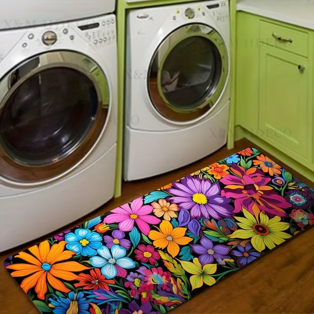 VIKAMA Küchenmatte mit floralem Blumenmuster aus Plüsch-Polyester in Multicolor - Bild 1