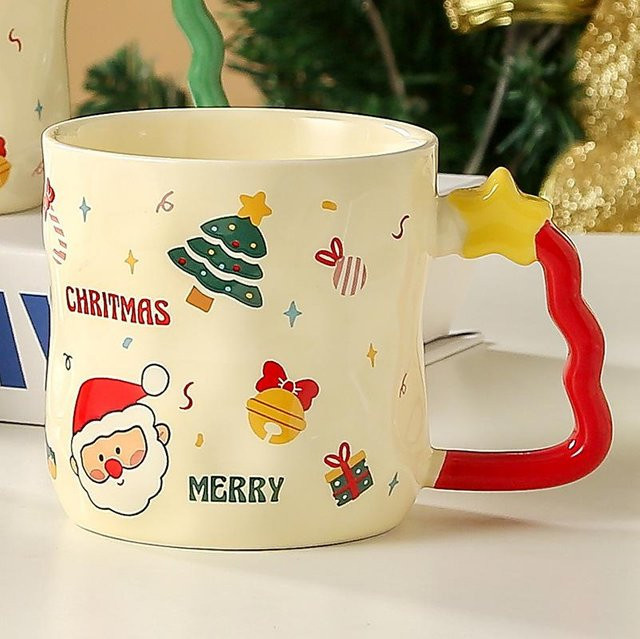 Kreative Keramiktasse von Yiran Furniture in Weiß und Multicolour mit Deckel und Löffel, 350,5 ml - Bild 1