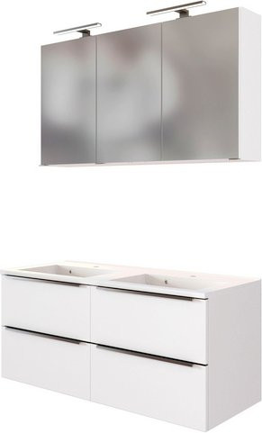 HELD MÖBEL Doppel-Waschtisch-Set GARDA in Weiss, 7-teilig, modern und wandmontiert, B/T/H: 120,0 x 46,5 x 64,0 cm - Bild 1