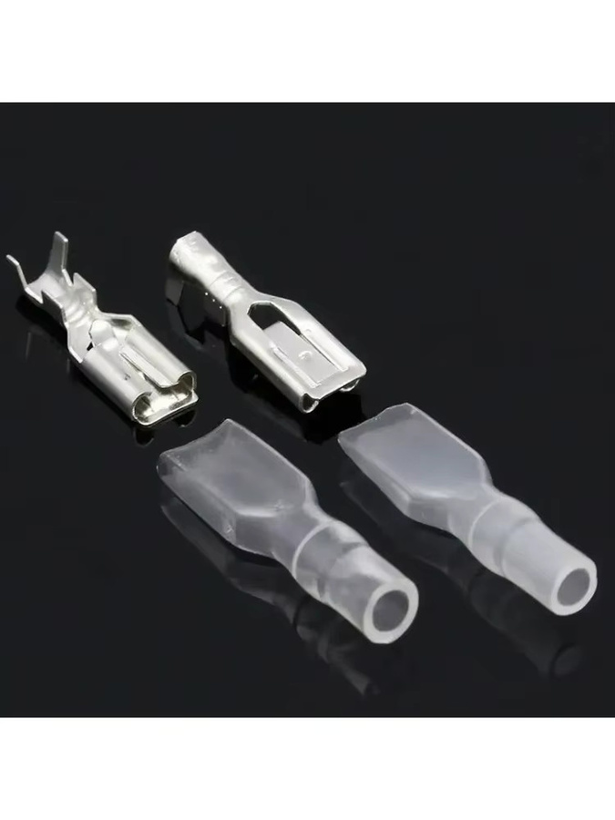 ELECAPITAL 50er Set Crimp-Anschluss mit 50 weiblichen Flachsteckern und 50 Gehäusen in Silber, 4,8 mm - Bild 3