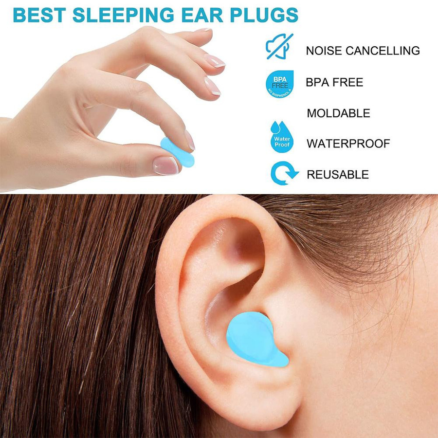 12er Silikon Ohr Stecker Noise Cancelling Ohrstöpsel, blau - Bild 5