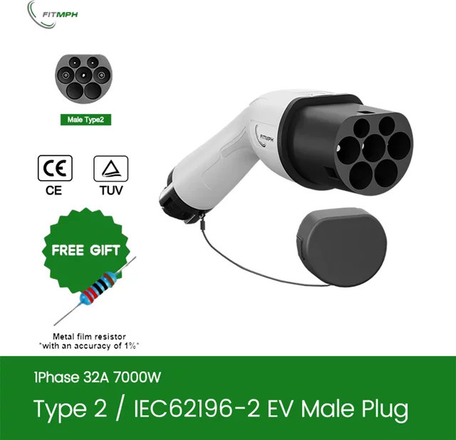 FITMPH Typ 2 EV-Ladestecker IEC 62196-2 Anschluss, 32A 1P 7kW, Wasserdicht - Bild 1