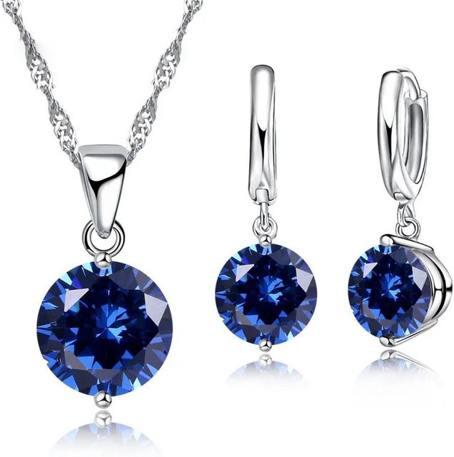 YAAMELI Schmuck-Set, Halskette mit Anhänger, Huggie-Ohrringe, 925 Silber, Zirkonia, Damen - Bild 1