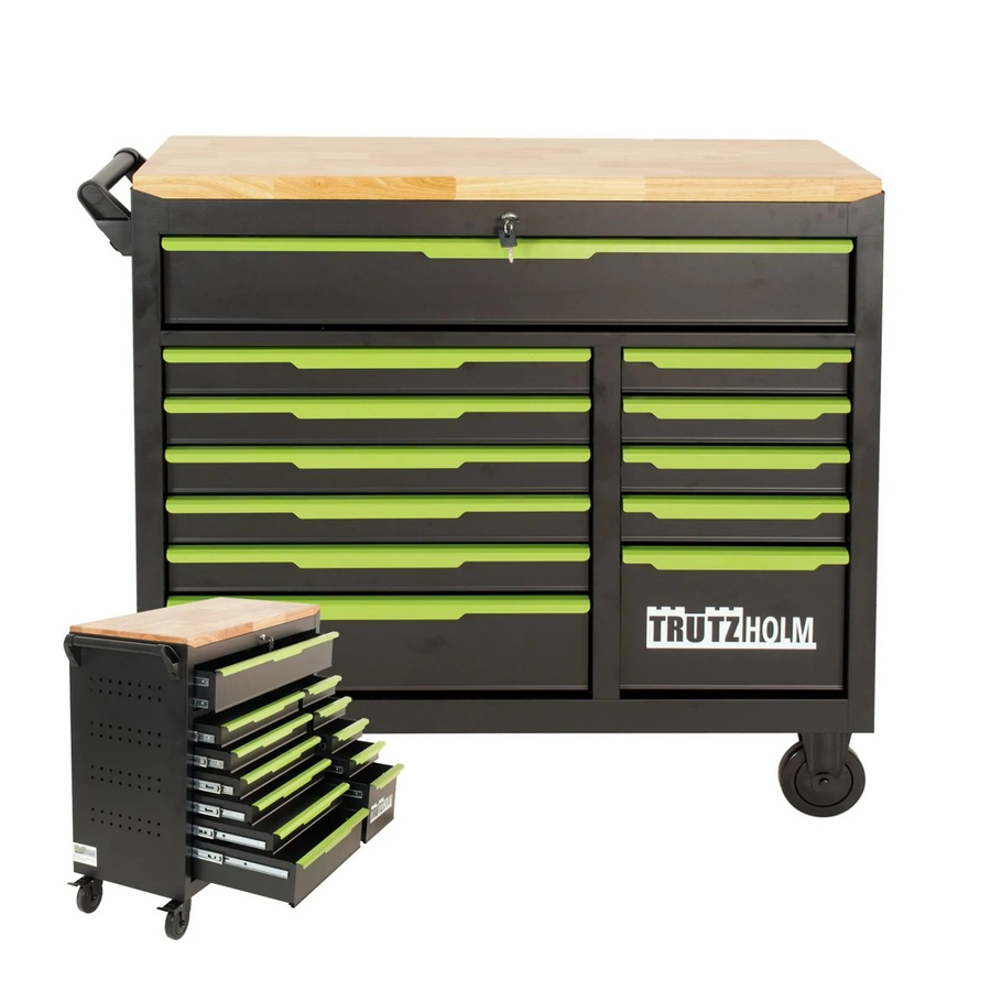 TRUTZHOLM Werkstattwagen Star XL unbestückt aus Stahl mit 12 Schubladen, Schwarz Grün, B/T/H: 103 x 112 x 122 cm - Bild 2