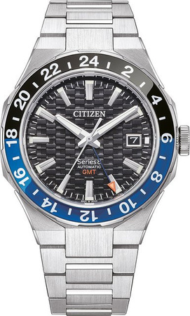 Citizen Armbanduhr Automatik, GMT, Edelstahl, Schwarz, 41 mm, Herren