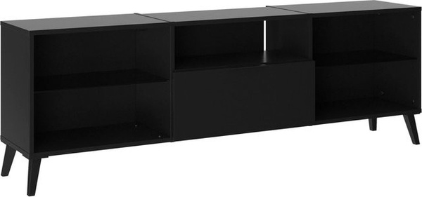Mömax Lowboard modern in Schwarz mit Glaselementen, B/T/H: 153,5 x 40,0 x 32,0 cm