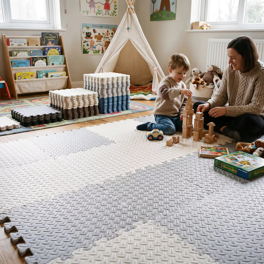 DHDH 16-teilige EVA-Schaumstoff-Spielmatte in Weiß, rutschfeste Puzzle-Matten für Kinder, B/B: 30 x 30 cm - Bild 4