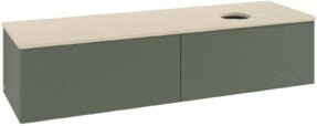 V&B Waschtischunterschrank Antao mit Frontstruktur in Grau-Grün lackiert, B: 160 cm, T: 50 cm - Bild 1