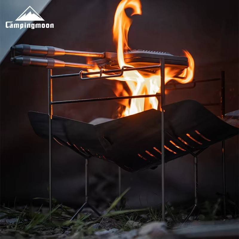 CAMPINGMOON Tragbarer Edelstahl-Grillofen für den Außenbereich, zusammenklappbarer Camping-Grill in Silber - Bild 2