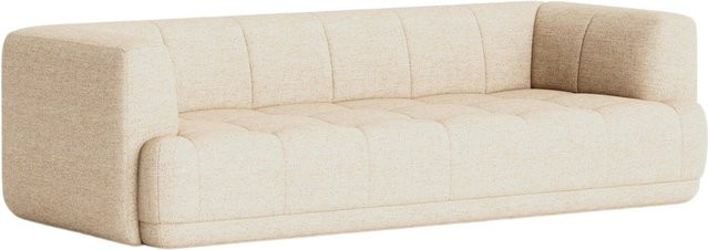 HAY Quilton 3-Sitzer Sofa in Beige mit gesteppter Polsterung und Schaumstofffüllung - Bild 1