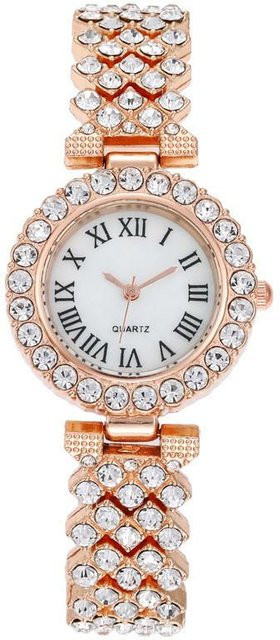 Armbanduhr Edelstahl, Quarz, Roségold, Kristall, Damen - Bild 1