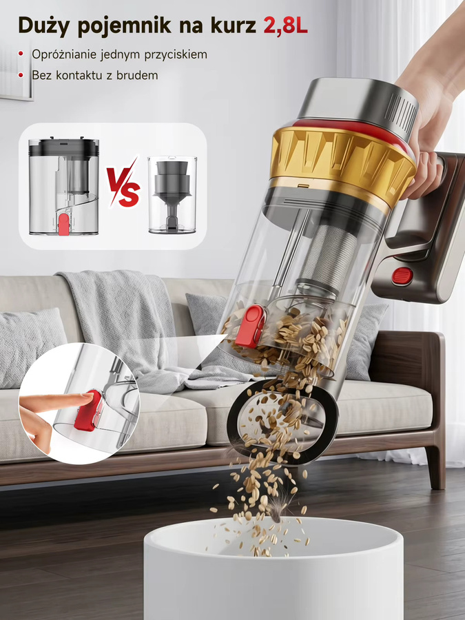 Tdyon Kabelloser 2-in-1 Handstaubsauger in Weiß mit 750W Leistung, 85000Pa Saugkraft und 2,8L Staubbehälter - Bild 5