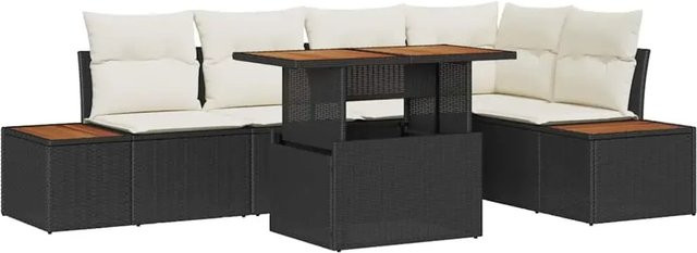 6-teiliges vidaXL Garten-Sofa-Set aus Poly-Rattan mit Speicherfunktion in Schwarz - Bild 1