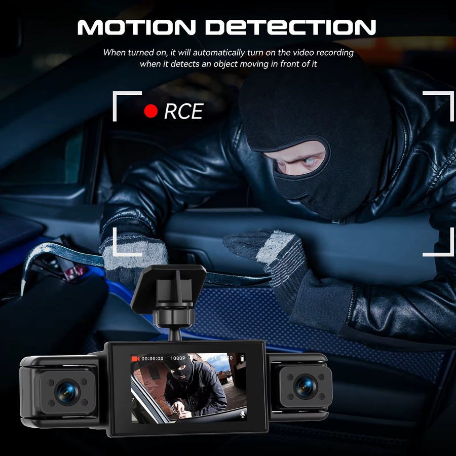 Podofo Full HD 1080P Auto Dash Cam mit Nachtsicht, Schleifenaufnahme und Bewegungserkennung, Schwarz - Bild 2