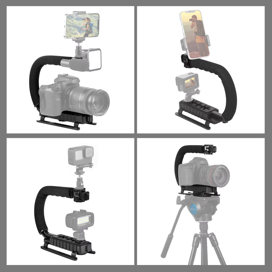 PULUZ C-Form Handheld Kamera Stabilisator Halterung in Schwarz mit Zubehör für SLR und DV Kameras - Bild 3